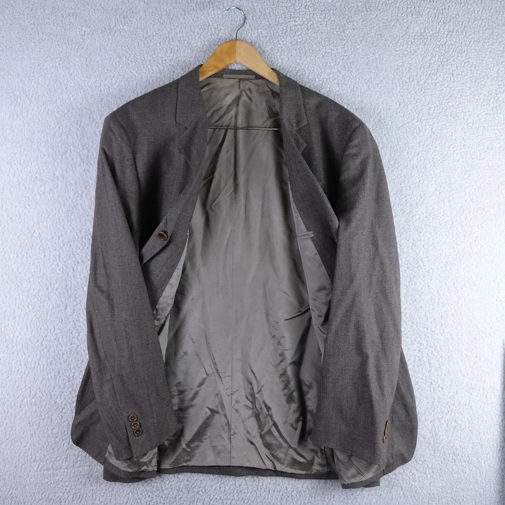 Armani‎ Collezioni Mens 44L Virgin Wool Blazer Sport Coat Brown Grey Made Italy